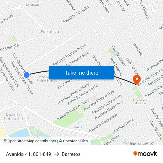 Avenida 41, 801-849 to Barretos map