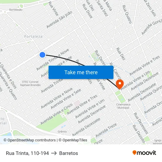 Rua Trinta, 110-194 to Barretos map
