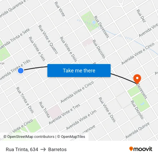 Rua Trinta, 634 to Barretos map