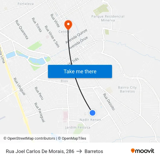 Rua Joel Carlos De Morais, 286 to Barretos map