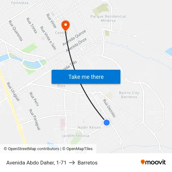 Avenida Abdo Daher, 1-71 to Barretos map