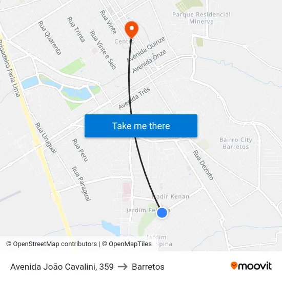 Avenida João Cavalini, 359 to Barretos map