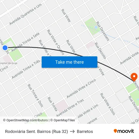 Rodoviária Sent. Bairros (Rua 32) to Barretos map