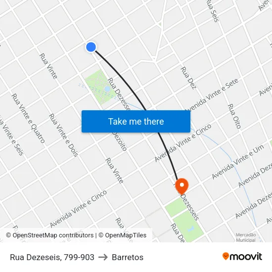 Rua Dezeseis, 799-903 to Barretos map