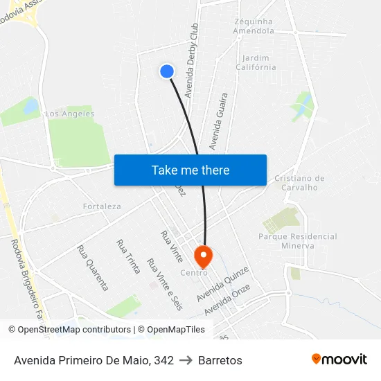 Avenida Primeiro De Maio, 342 to Barretos map