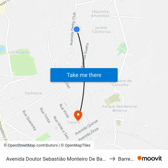 Avenida Doutor Sebastião Monteiro De Barros, 199 to Barretos map