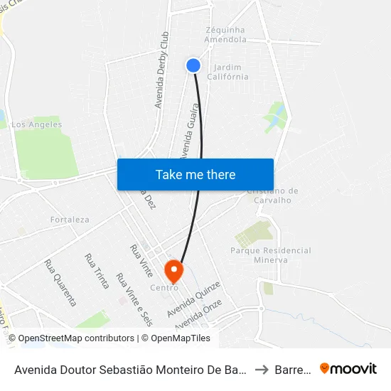 Avenida Doutor Sebastião Monteiro De Barros, 410 to Barretos map