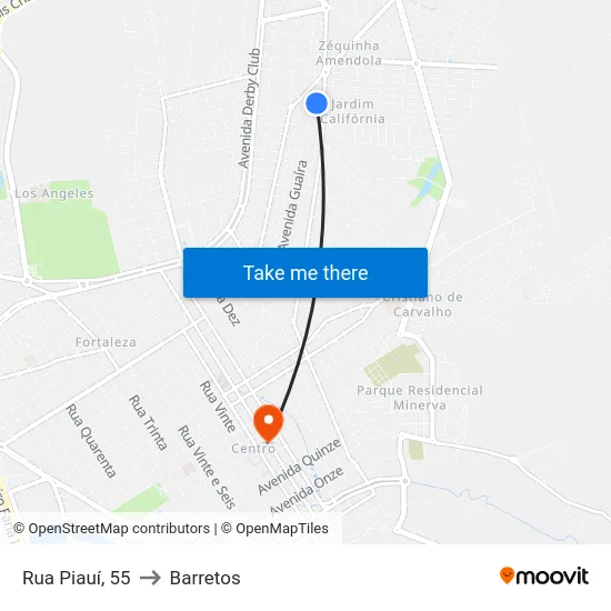 Rua Piauí, 55 to Barretos map