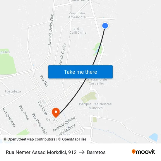 Rua Nemer Assad Morkdici, 912 to Barretos map