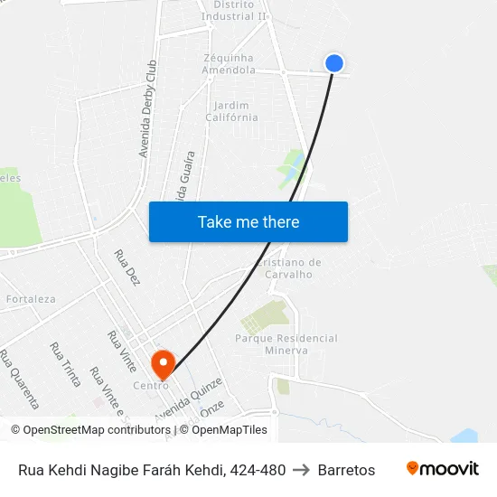 Rua Kehdi Nagibe Faráh Kehdi, 424-480 to Barretos map