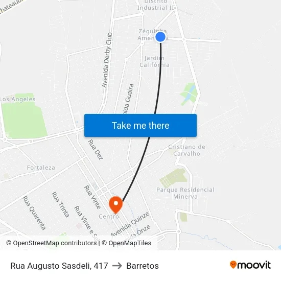 Rua Augusto Sasdeli, 417 to Barretos map