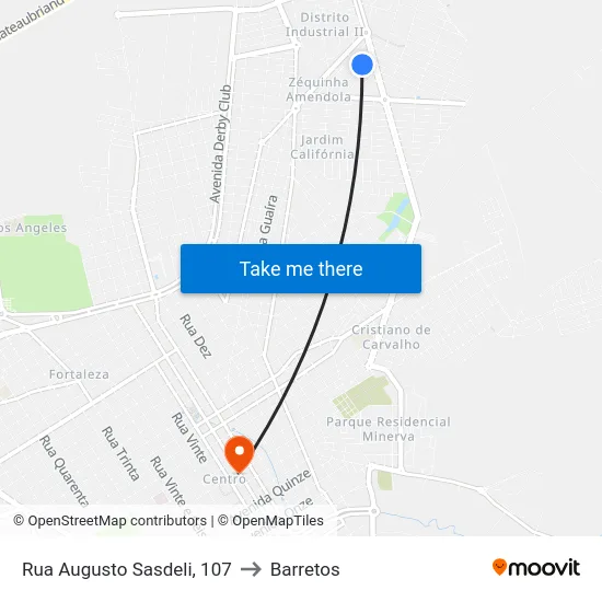 Rua Augusto Sasdeli, 107 to Barretos map