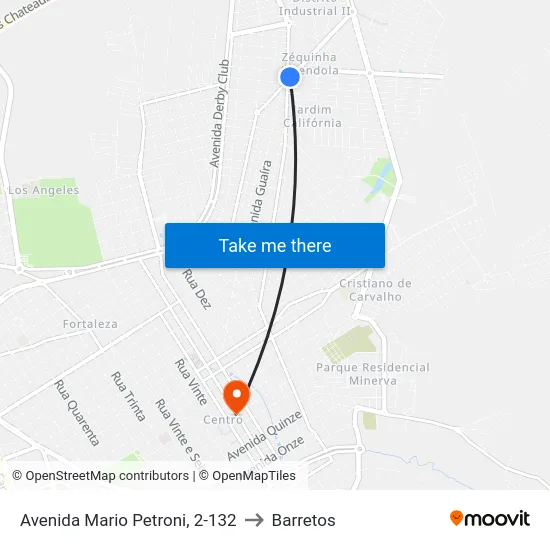 Avenida Mario Petroni, 2-132 to Barretos map