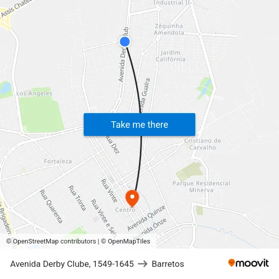 Avenida Derby Clube, 1549-1645 to Barretos map