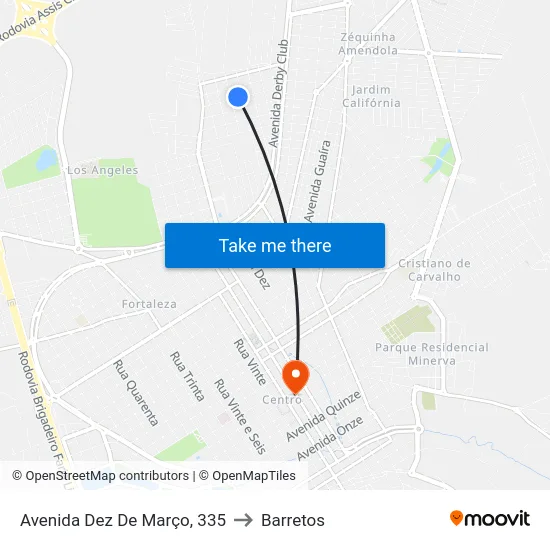 Avenida Dez De Março, 335 to Barretos map
