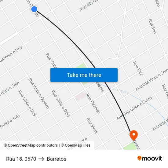 Rua 18, 0570 to Barretos map