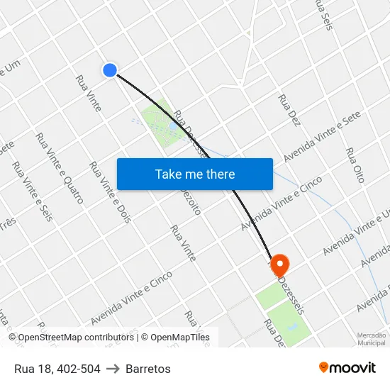 Rua 18, 402-504 to Barretos map