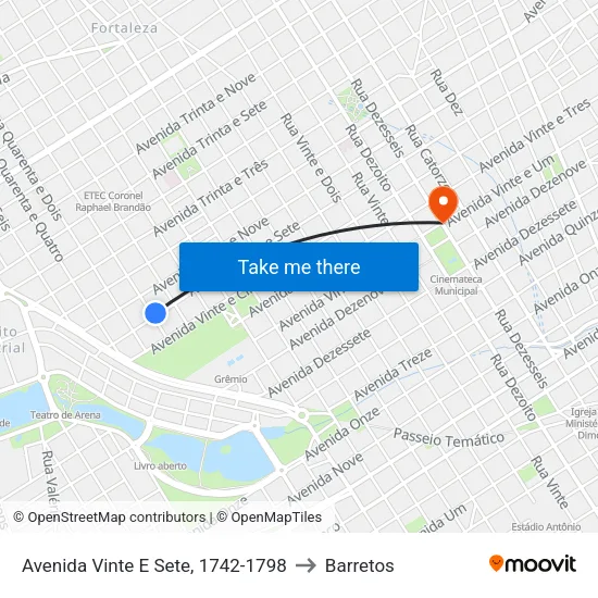 Avenida Vinte E Sete, 1742-1798 to Barretos map