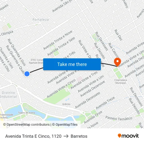 Avenida Trinta E Cinco, 1120 to Barretos map