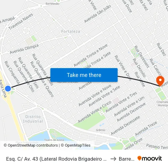 Esq. C/ Av. 43 (Lateral Rodovia Brigadeiro Faria Lima) to Barretos map