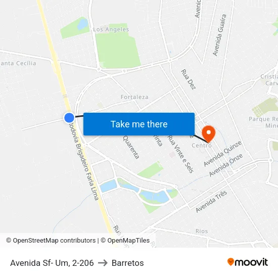 Avenida Sf- Um, 2-206 to Barretos map