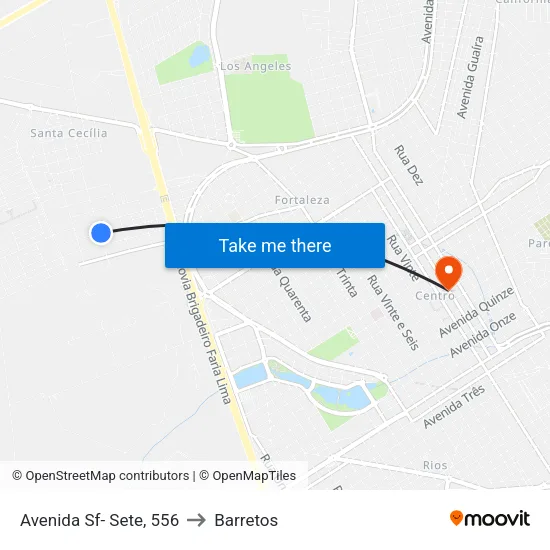 Avenida Sf- Sete, 556 to Barretos map