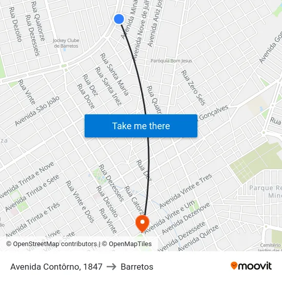 Avenida Contôrno, 1847 to Barretos map
