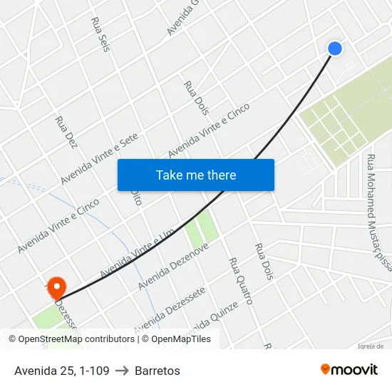 Avenida 25, 1-109 to Barretos map