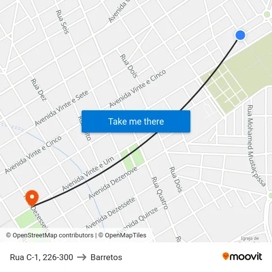 Rua C-1, 226-300 to Barretos map