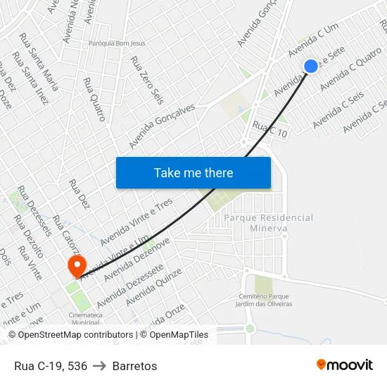 Rua C-19, 536 to Barretos map