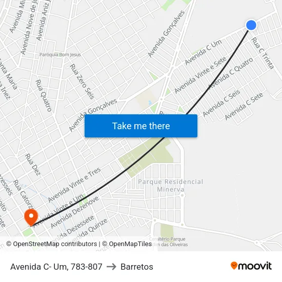 Avenida C- Um, 783-807 to Barretos map