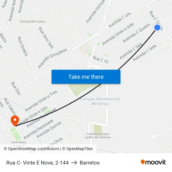Rua C- Vinte E Nove, 2-144 to Barretos map