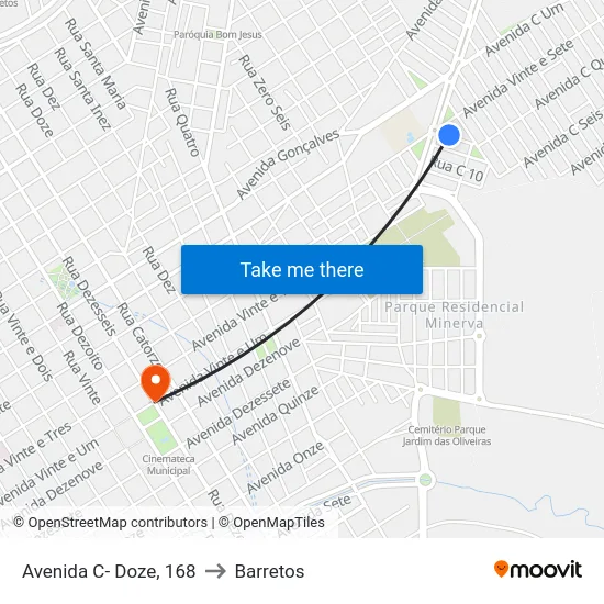 Avenida C- Doze, 168 to Barretos map