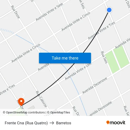 Frente Cna (Rua Quatro) to Barretos map