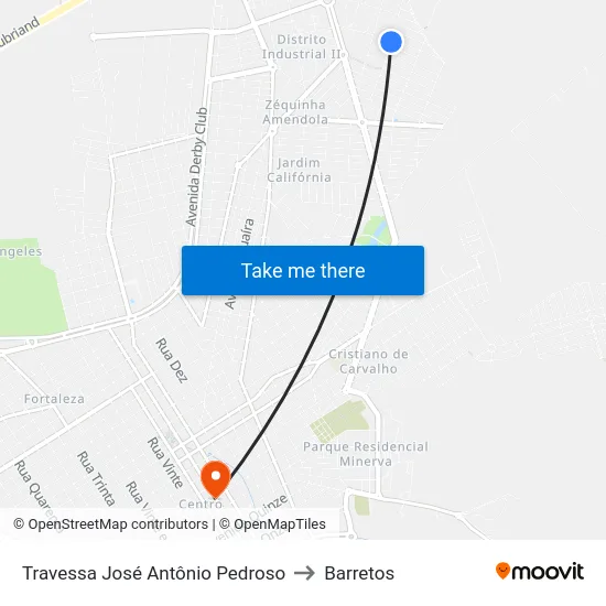 Travessa José Antônio Pedroso to Barretos map