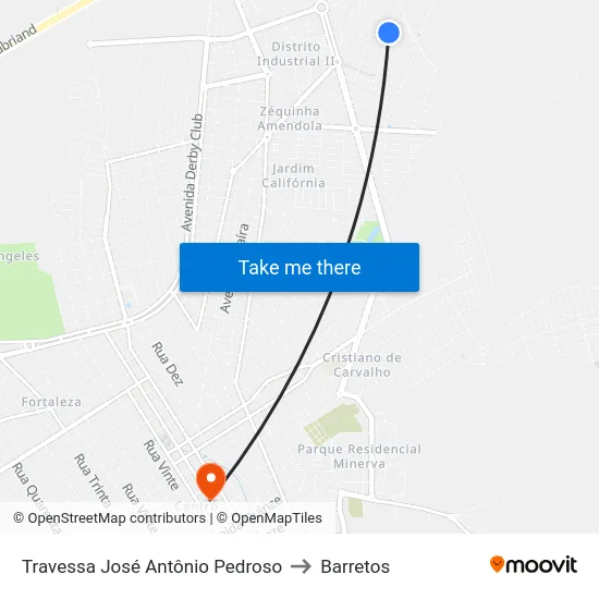 Travessa José Antônio Pedroso to Barretos map