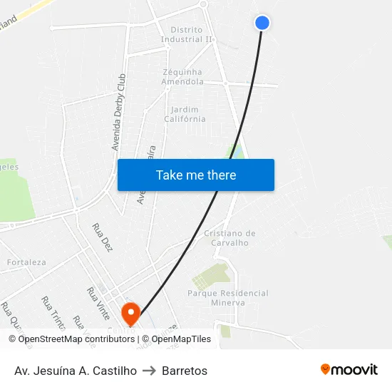 Av. Jesuína A. Castilho to Barretos map