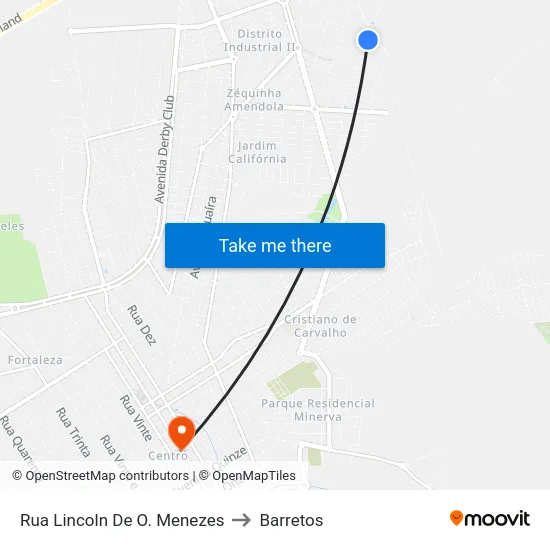 Rua Lincoln De O. Menezes to Barretos map