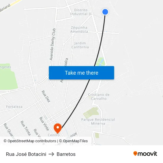 Rua José Botacini to Barretos map