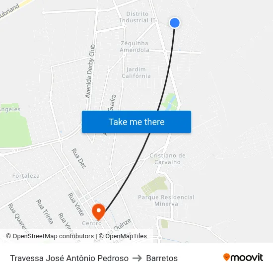 Travessa José Antônio Pedroso to Barretos map