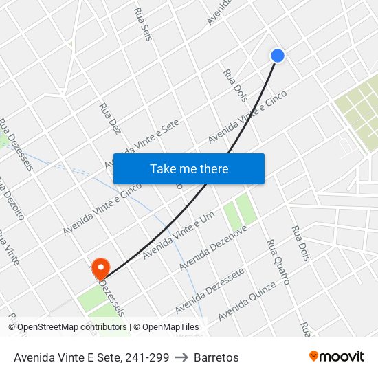 Avenida Vinte E Sete, 241-299 to Barretos map