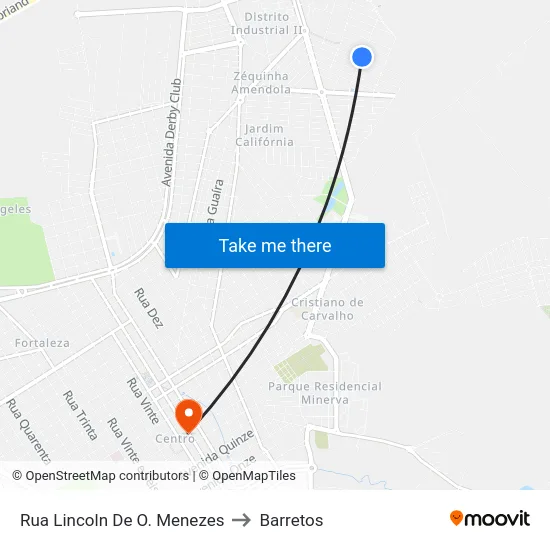 Rua Lincoln De O. Menezes to Barretos map