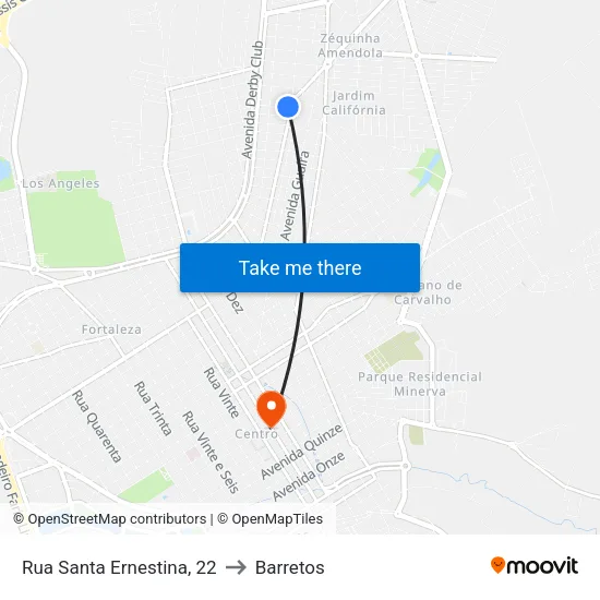 Rua Santa Ernestina, 22 to Barretos map
