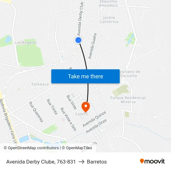 Avenida Derby Clube, 763-831 to Barretos map