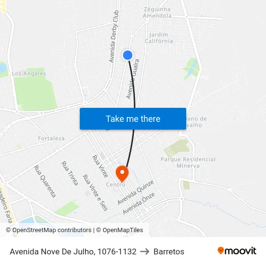 Avenida Nove De Julho, 1076-1132 to Barretos map