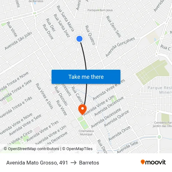 Avenida Mato Grosso, 491 to Barretos map