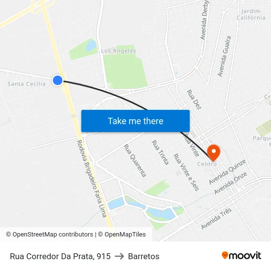 Rua Corredor Da Prata, 915 to Barretos map