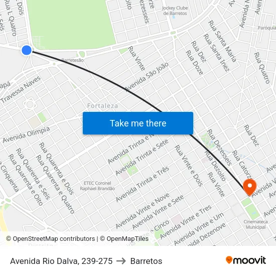 Avenida Rio Dalva, 239-275 to Barretos map