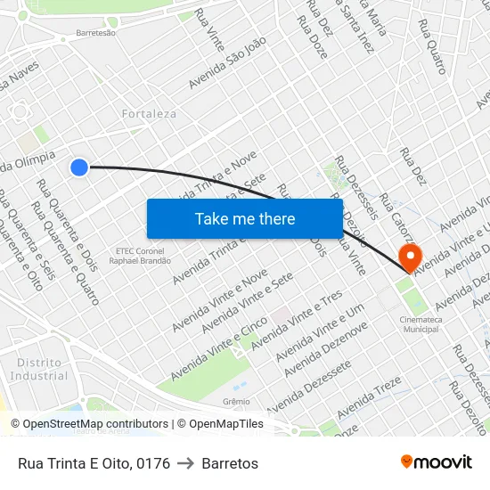 Rua Trinta E Oito, 0176 to Barretos map
