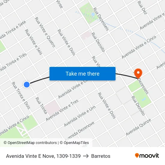Avenida Vinte E Nove, 1309-1339 to Barretos map